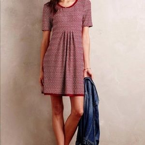 Anthropologie Maeve Red Dora Fit Dress